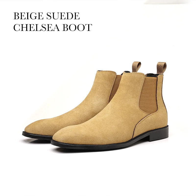 Autumn and Winter Solid Color Chelsea Men's Boots British Fashion Matte Face Cover Short Leather Shoes