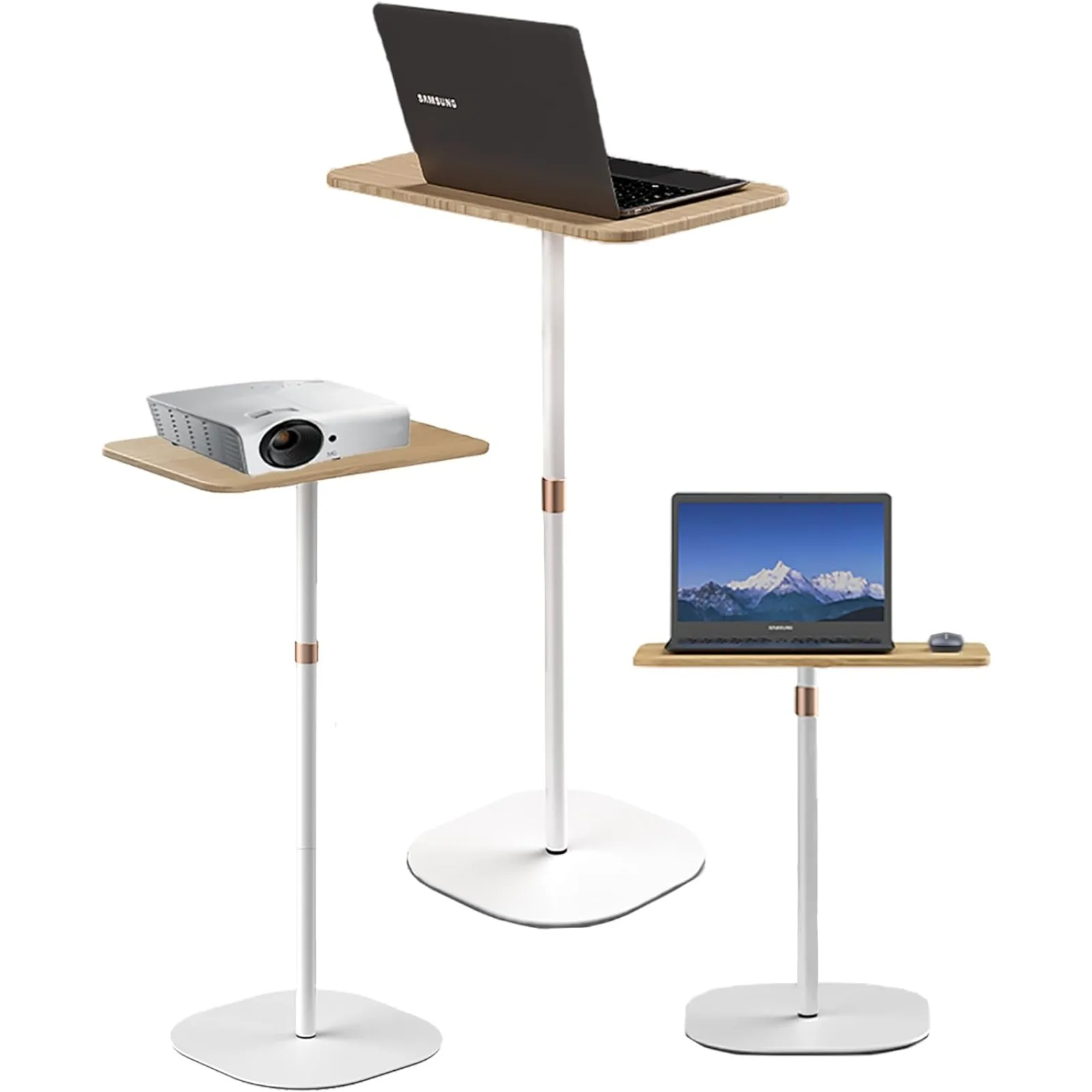 

US Mobile Standing Desk Height Adjustable Floor Laptop Stand, Computer Cart Workstation, Projector Stan