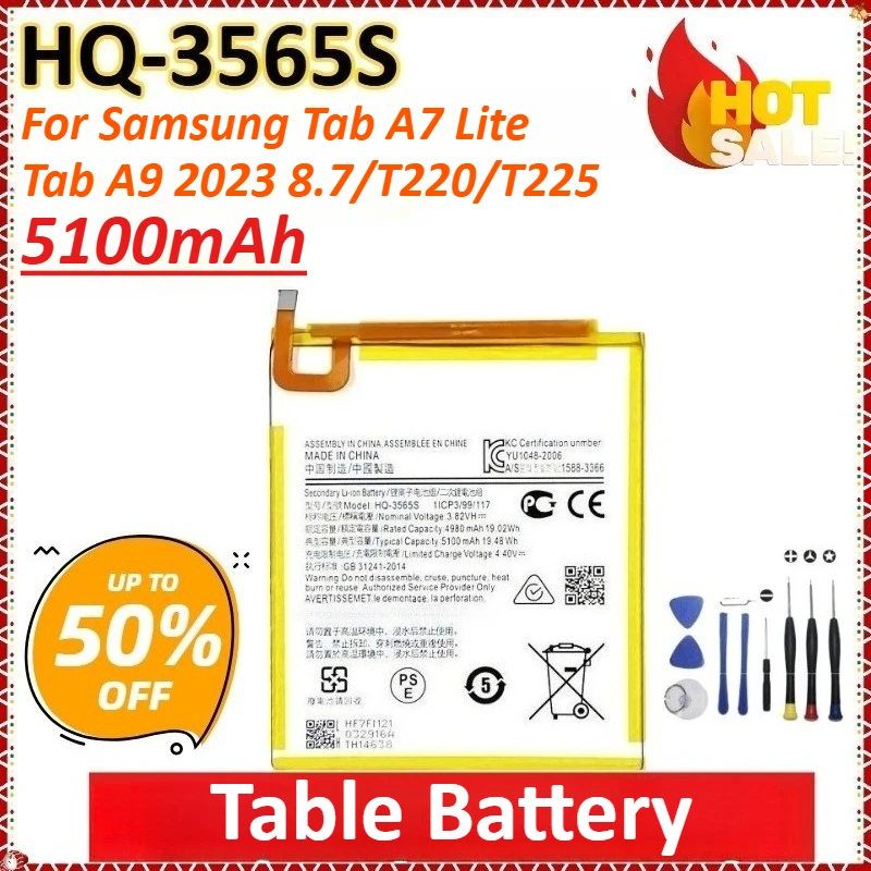

Newly upgraded HQ-3565S 5100mAh High Quality Laptop Battery for Samsung Tab A7 Lite/Tab A9 2023 8.7/T220/T225 Battery+Tools