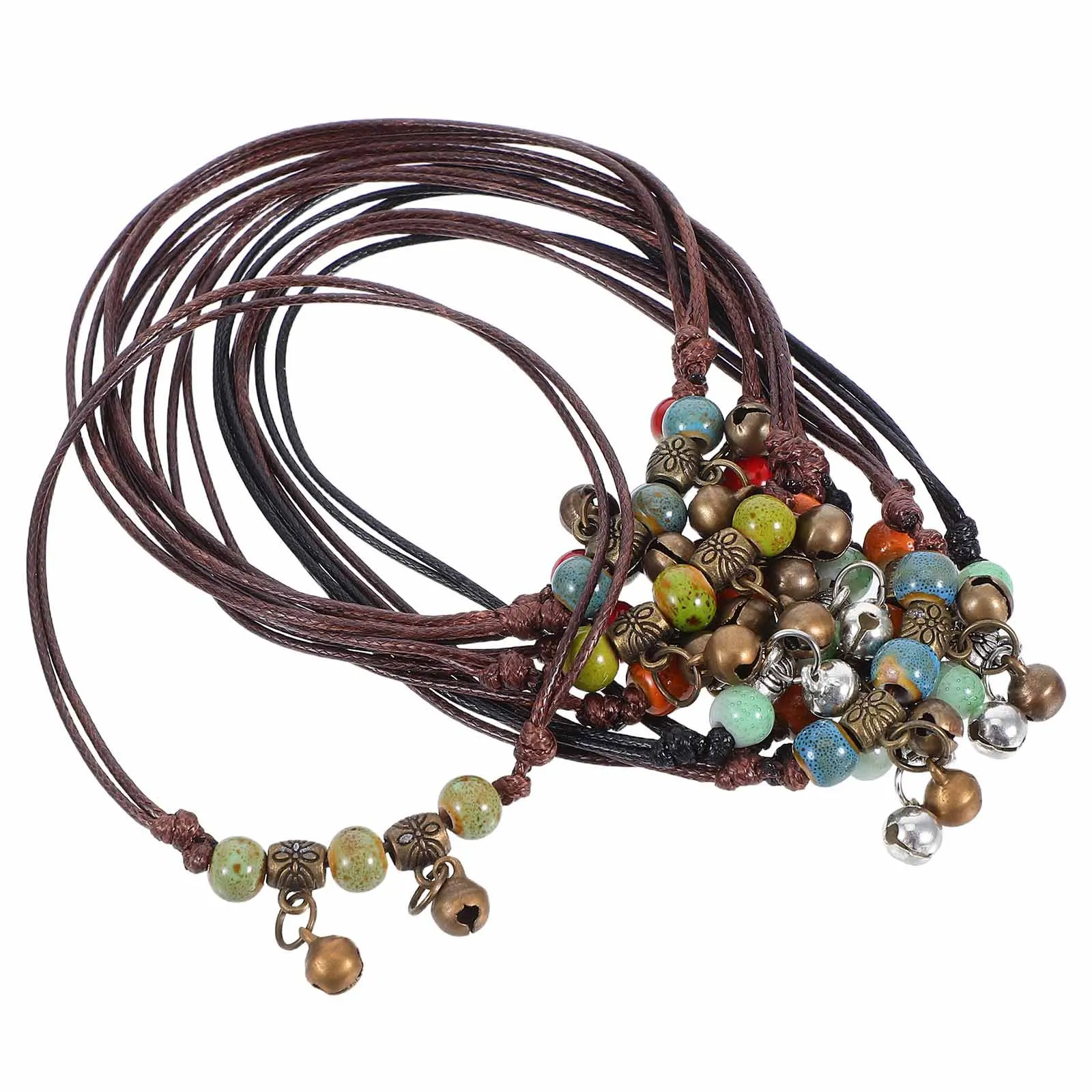 

10pcs Boho Porcelain Beads For Women Adjustable Handmade Foot Chain Summer Beach Jewelry Boho Ankle Bracelet For Girls Vintage