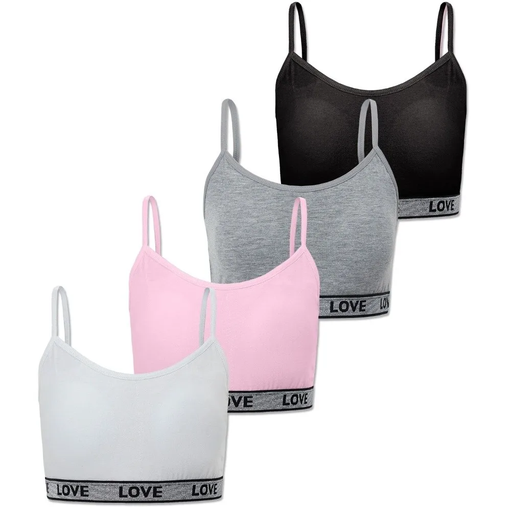 New Cotton Girls Training Bras Elastic Breathable Children Innerwear Removable Sponge Cup Girl Sports Bra Children Tube Tops