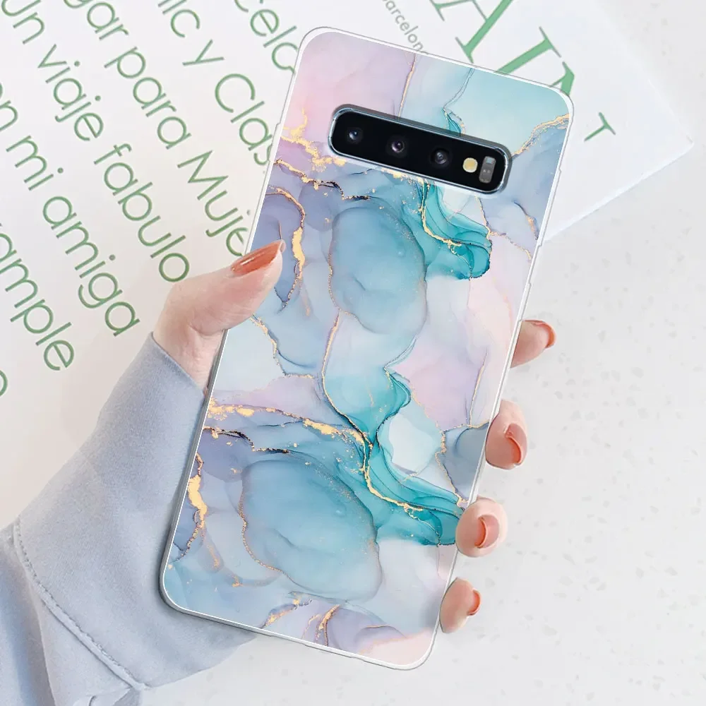 For Samsung S10 5G Case S10 Plus Watercolor Marble Transparent Cases For Samsung Galaxy S10 Plus S10e Cover Silicone Back Bumper