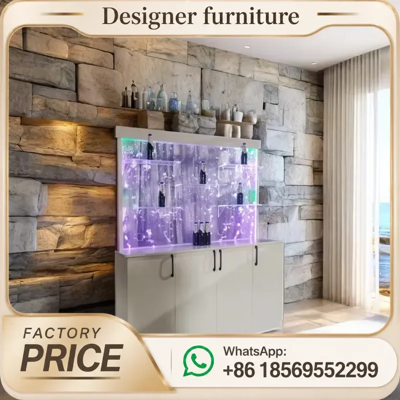 Custom Made LED Light Modern Club Hotel Design Interior Decor Spot Water Bubble Wall Display Latest Bar Shelves Movable Panel