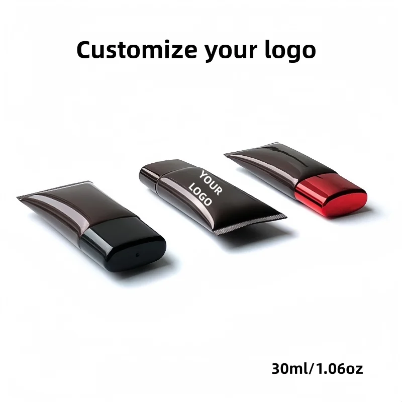 【ロゴカスタム】50個 カスタマイズされた30mlブラウンウルトラフラットチューブ ブラウンゴールド/ブラック/ゴールドフラットカバー インナープラグ付き カスタマイズされた工場製