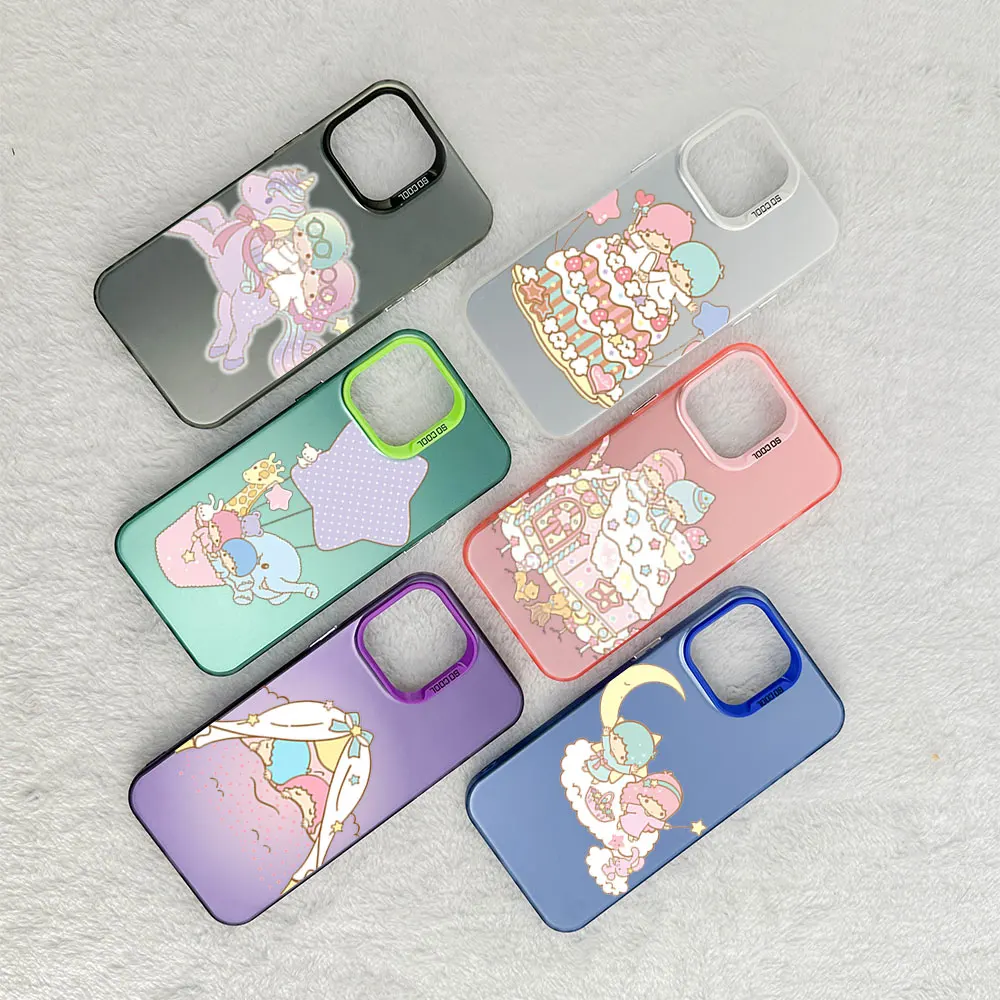 MINISO L-Little twin stars Phone Case For Samsung S22 S23 S24 PLUS ULTRA A25 A32 A33 A34 4G 5G Laser Cover