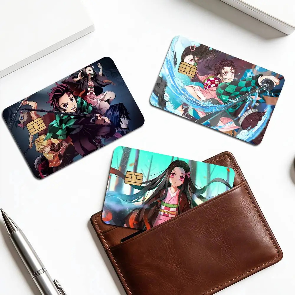 Demon S-Slayer Cartoon Kamado Nezuko Anime Diy Credit Debit Card Sticker Party Sticker Decoration Small Chip Card Skin Sticker