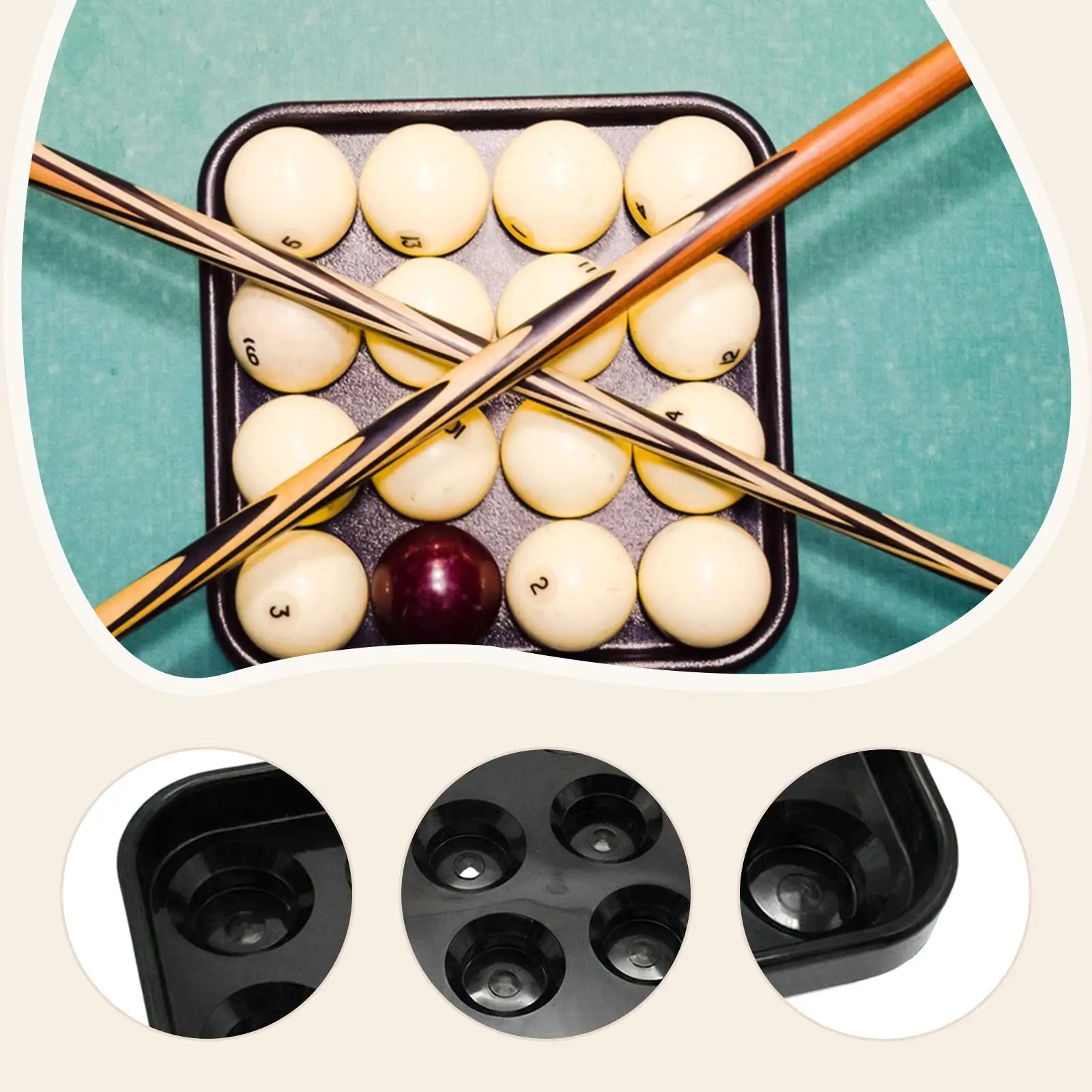 

Portable Billiard Ball Storage Tray 16 Holes Pool Ball Carrying Stand Accessories for Regulation Size Billiard Balls