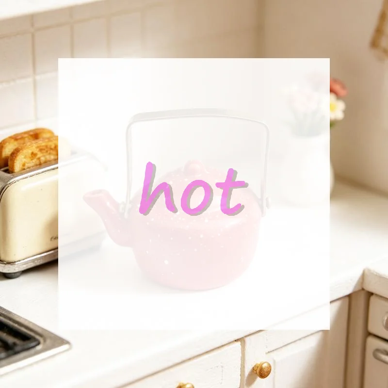 

1Pcs Dolls House Kitchen Furniture Vintage Teapot Ornament 1:12 Miniature Retro Enamel Kettle Dollhouse Kitchen Food Accessories