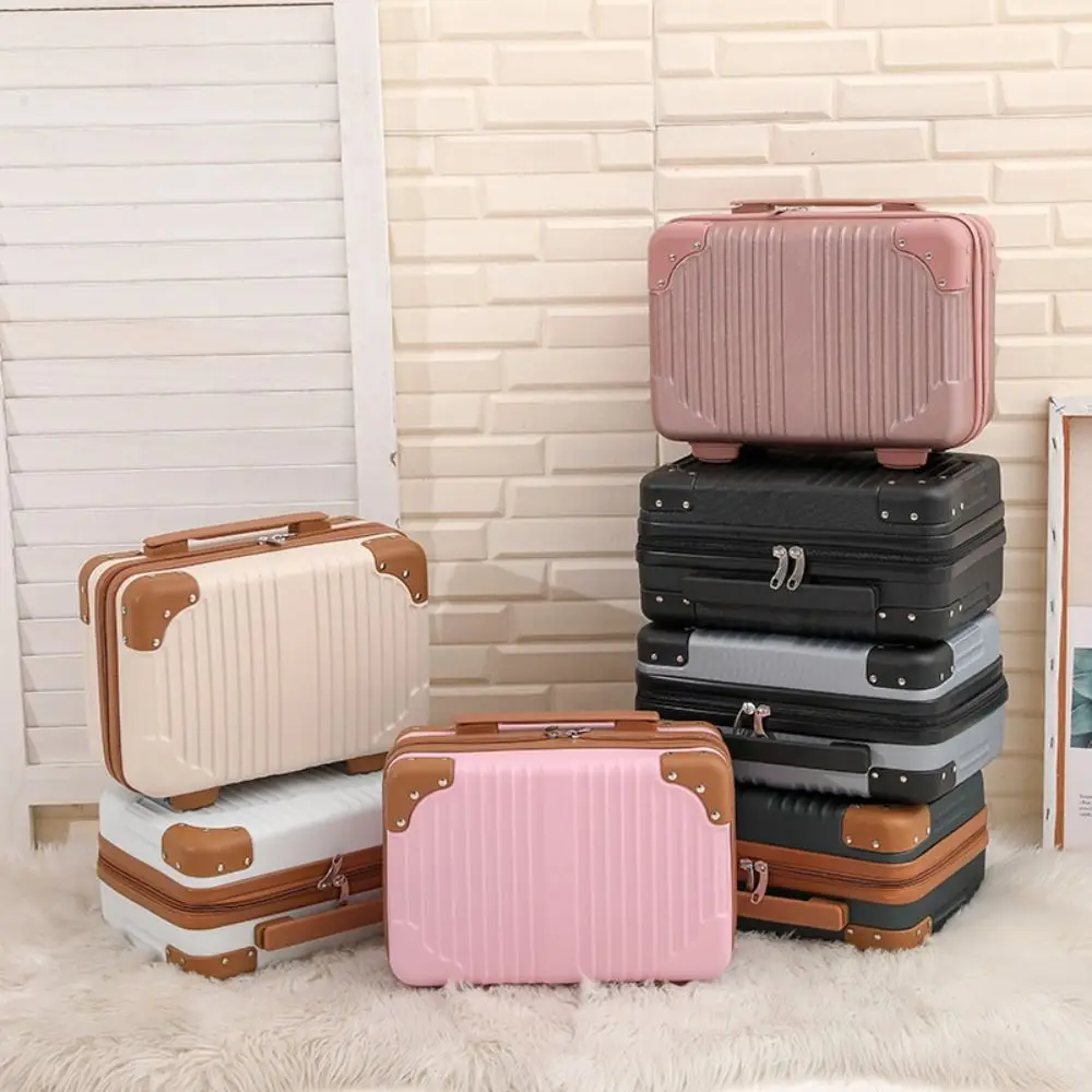 Portable Mini Travel Suitcase Cosmetic Box Large Capacity Hand Luggage Organizer Makeup Case Gift Bag Small Boarding Case 14inch