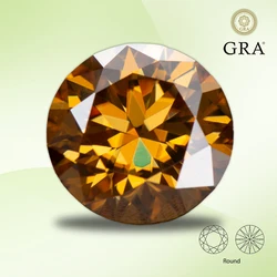 Moissanite Loose Stone Champagne Color Round Cut Lab Grown Gemstone for Advanced Jewelry Making Materials with GRA Certificate