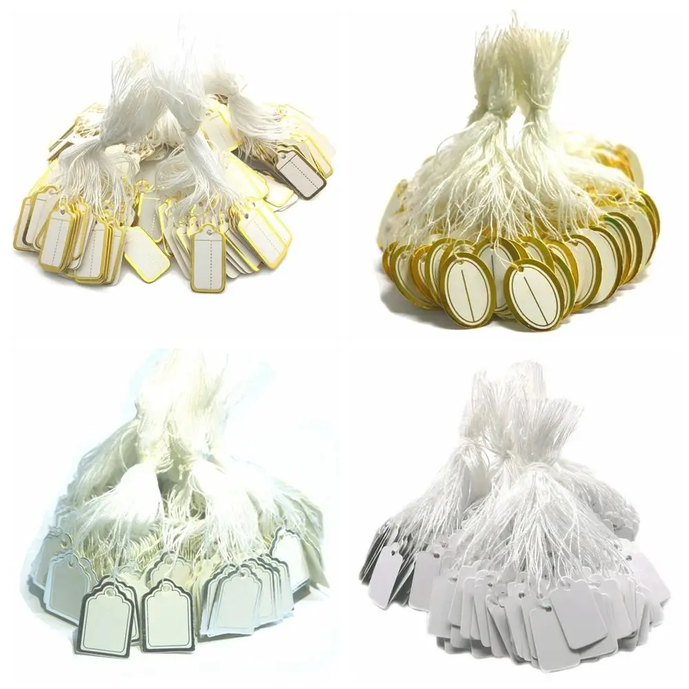 100PCS อุปกรณ์เสริมทอง/เงินขอบขายปลีกเครื่องประดับป้ายราคาเครื่องประดับ Hangtags จอแสดงผลเครื่องมือแขวนแท็ก