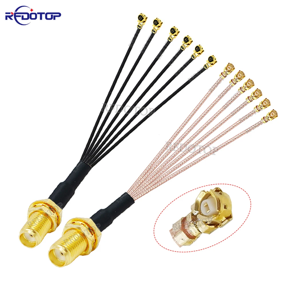 1PCS RP-SMA / SMA Female to 6 X U.FL IPX-1 Female Connector Splitter RG178/ RF1.13 Cable WIFI Antenna Extension Jumper Pigtail