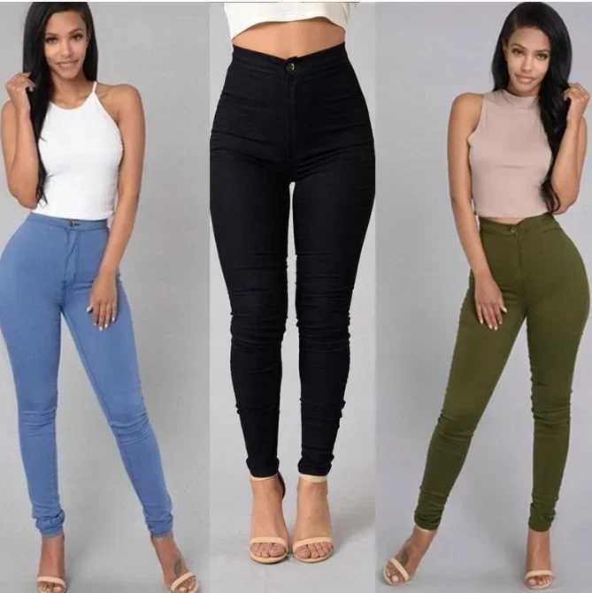 Amazon Best Selling Elastic Candy Colored Slimming Jeans For Women Quick Drying High Waist Casual Pants Large Stock Available