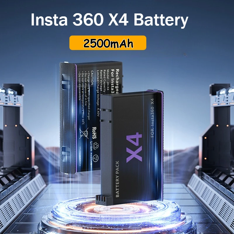 Insta360 X4 batterie de remplacement 2500mAh 3.85V chargeur ensemble avec 2 emplacements pour 360 accessoires de caméra d'action panoramique Batteries