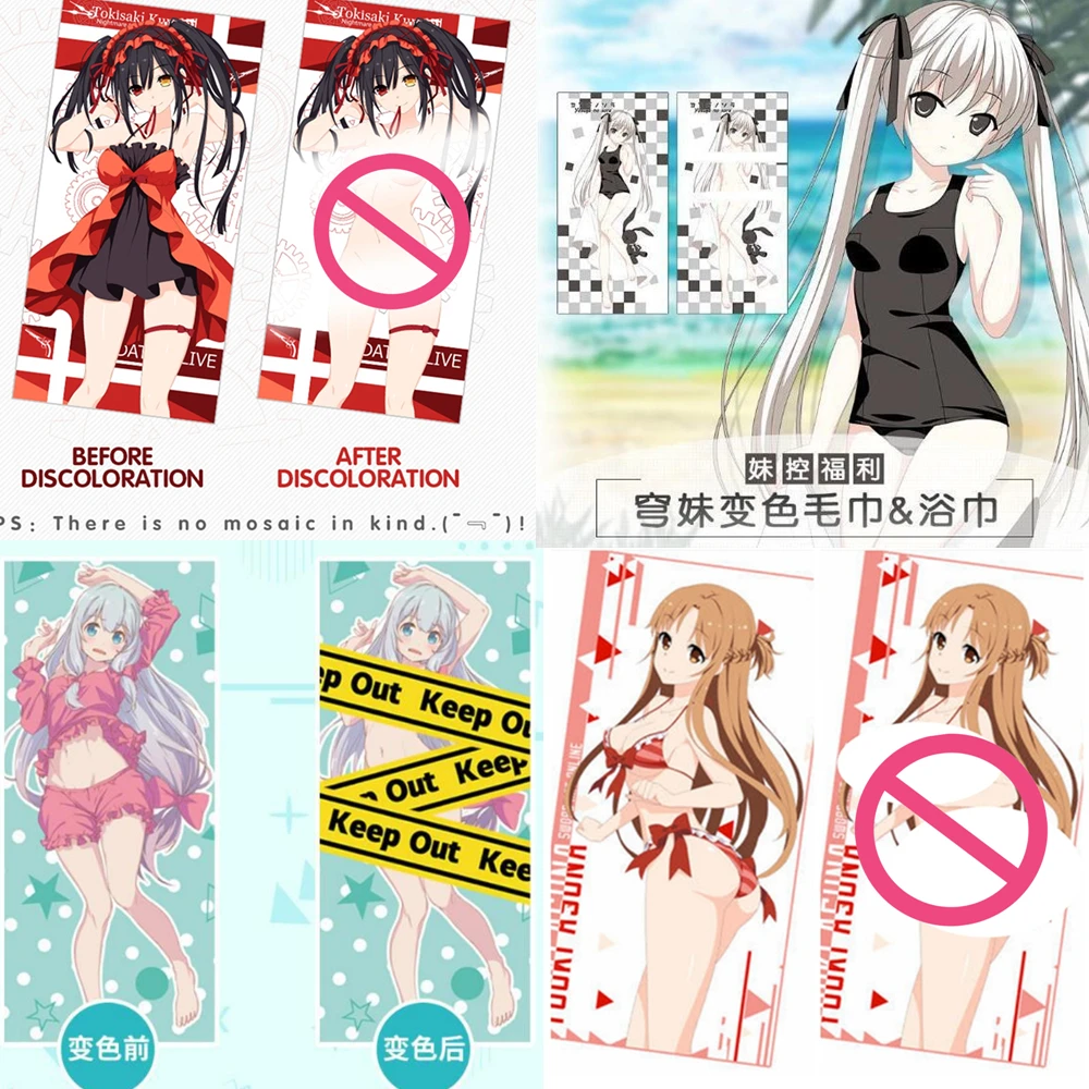 Anime Character Color Changing Towel Cartoon Hand-Made Soap Set Heat Discoloration Bathroom Supplies Otaku Magic Funny Gift