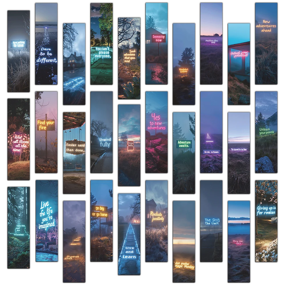30PCS Light Strips, Text Bookmarks, Artistic Style, Hand-held Materials, Stationery, Gifts, Message Cards