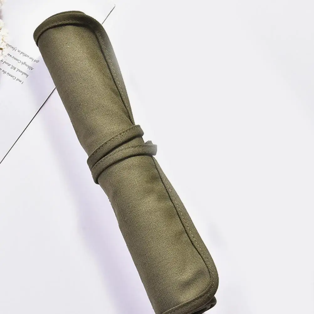 حامل فرشاة طلاء قماشية بسعة كبيرة لفرش الألوان المائية متعددة الجيوب حقيبة أدوات قابلة للطي حافظة أقلام للتخزين #4