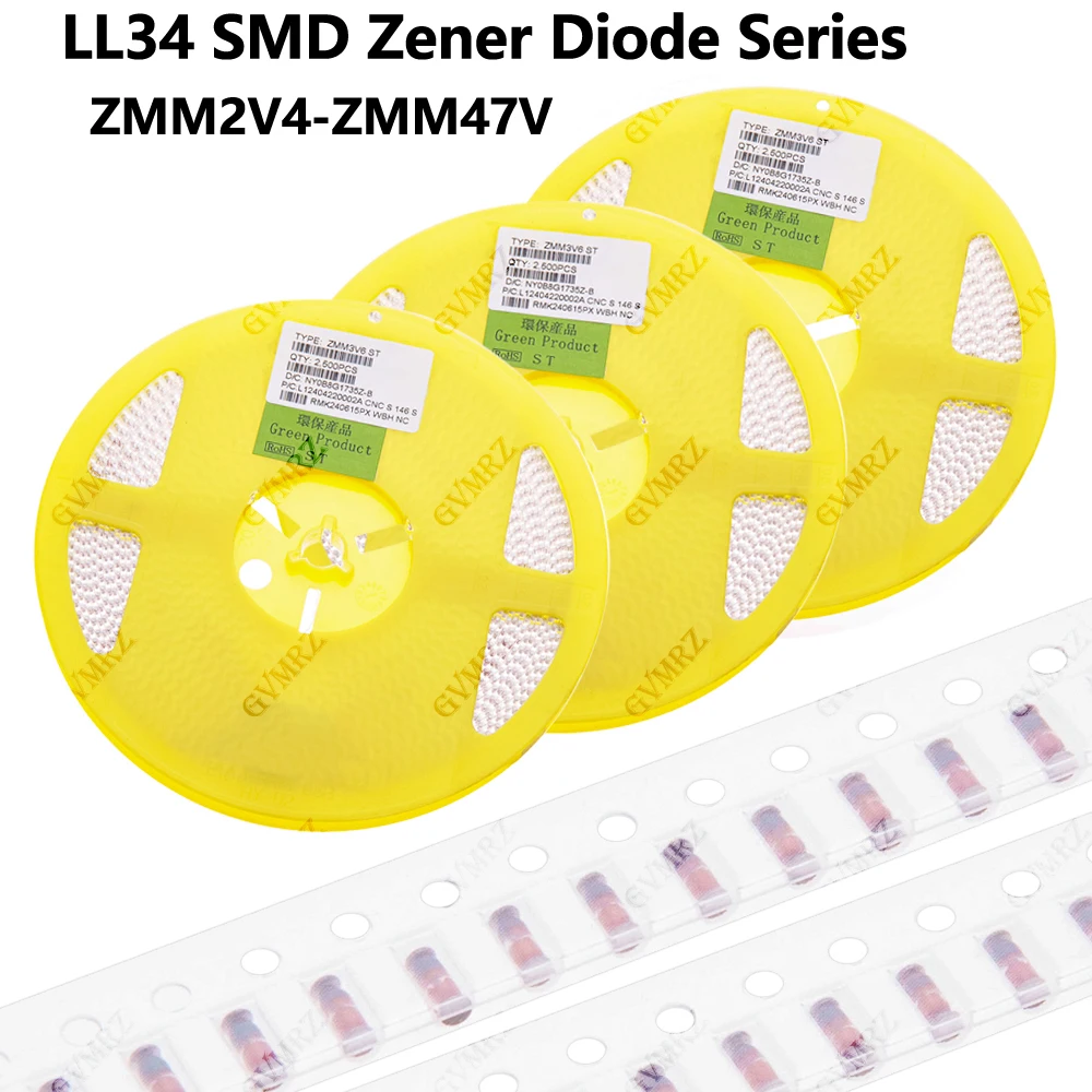 LL34 SMD Zener Diode Series ZMM2V4–ZMM47V Assorted Voltage Surface Mount Electronic Component LL4148 ZMM2V4 Component