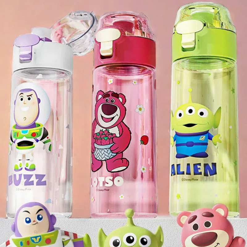 Hot Disney Princess 550ml Water Cup Drinking Children Portable Water Bottle Plastic Strawberry Bear Cartoon Large Capacity Girls