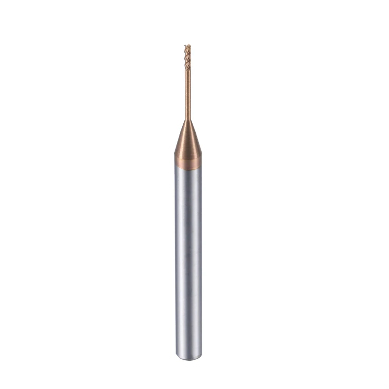 Micro Corner Radius End Mill With Long Neck 0.3-2.5 2 3 4 Flutes 4 Shank Mini Carbide CNC Cutting Router Bit Machine Cutter Tool