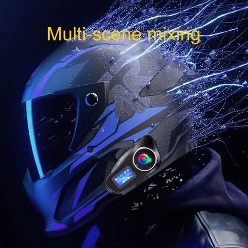 Imagen 2 del producto Intercomunicador Q58 Max para casco de motocicleta, impermeable, 300 m, Bluetooth, inalámbrico, para 2 conductores, con función de compartir música, linterna, pantalla LCD, micrófono HD, tarjeta TF.