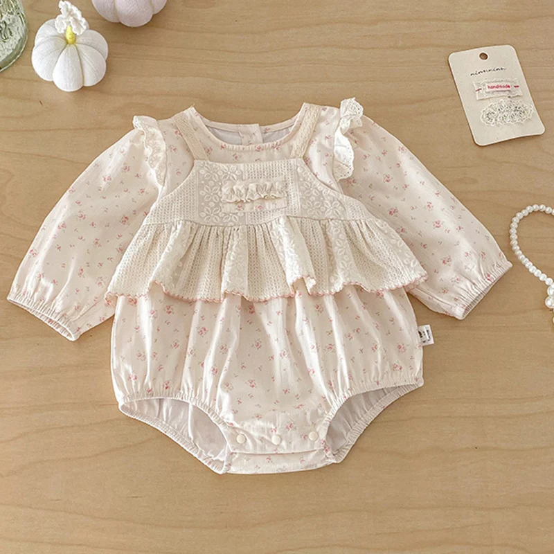 

Новинка 2026 года: весенний комплект детской одежды для девочек (0-24 месяца) – комбинезон с длинным рукавом и жилетка, 2 предмета, хлопок, принт.