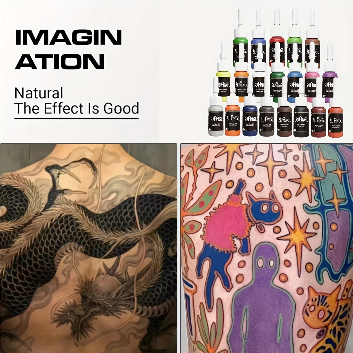 

20-цветный профессиональный набор чернил для татуировки — яркие цвета для всех стилей татуировки, 0,17 унции/5 мл в бутылке.