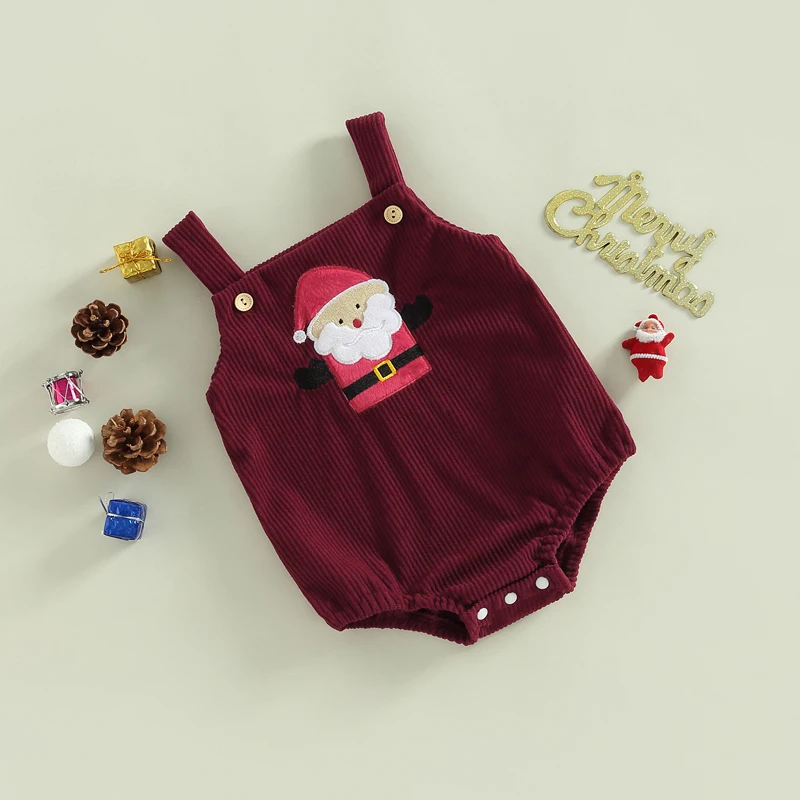 Newborn Baby Corduroy Overalls Jumpsuits  Infant Boys Girls Xmas Romper Santa Claus Christmas Tree Elk Bodysuit Winter Clothes