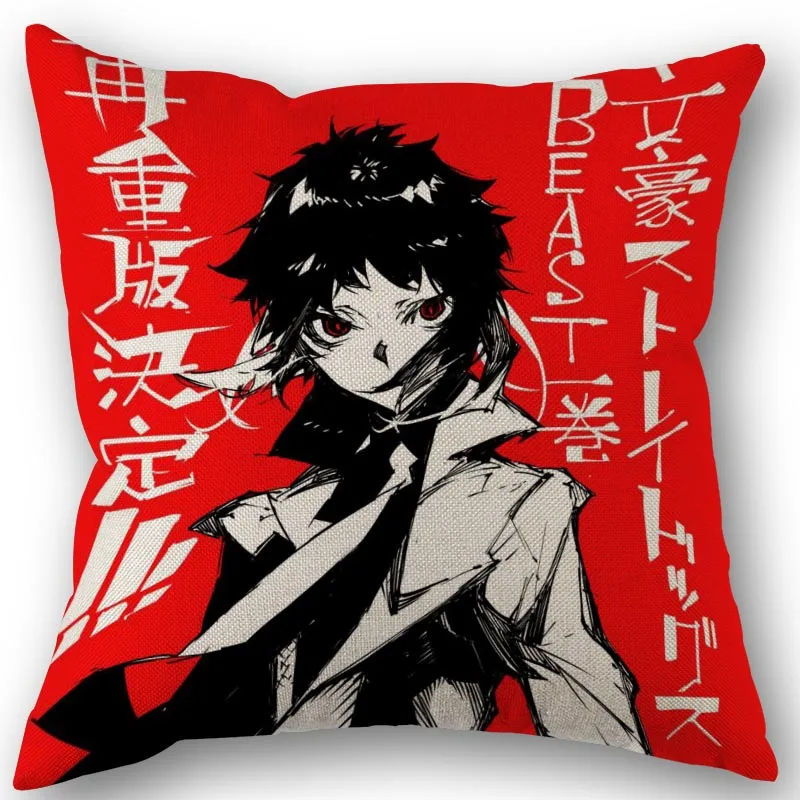 Custom Bungou Stray Dogs Pillowcase High Quality Home Textile Cotton Linen Fabric 45x45cm One Side Decoration Pillow Covers