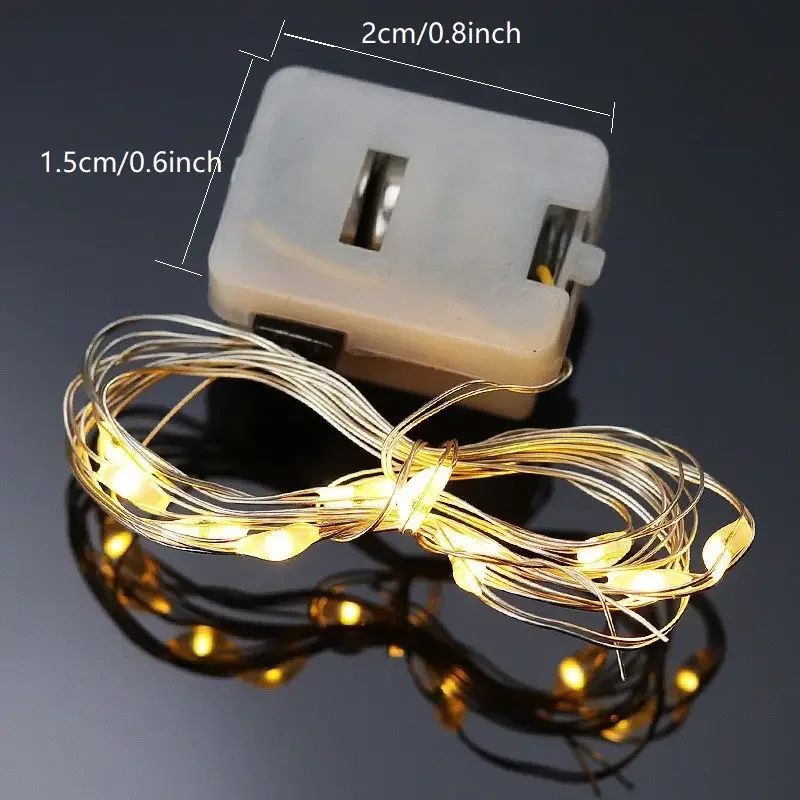 10 pçs led luz de fadas alimentado por bateria luzes da corda à prova dwaterproof água fio prata lua luz para diy festa casamento quarto bolo decoar