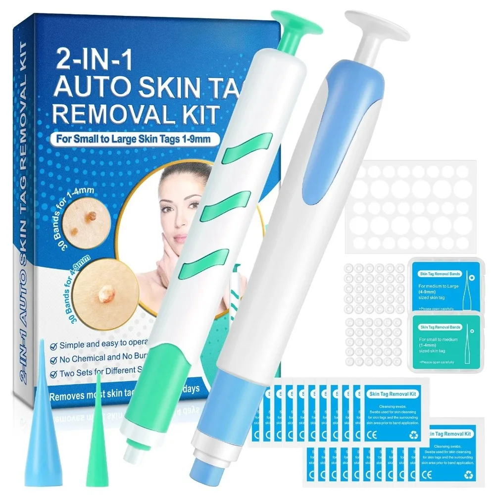 ใหม่ 2-IN-1 Skin Tag Removal เครื่องมือไม่เจ็บปวด ABS Mole สิวกําจัดหูดปากกาทําความสะอาด Swabs Facial Skin Care เครื่องมือผิว