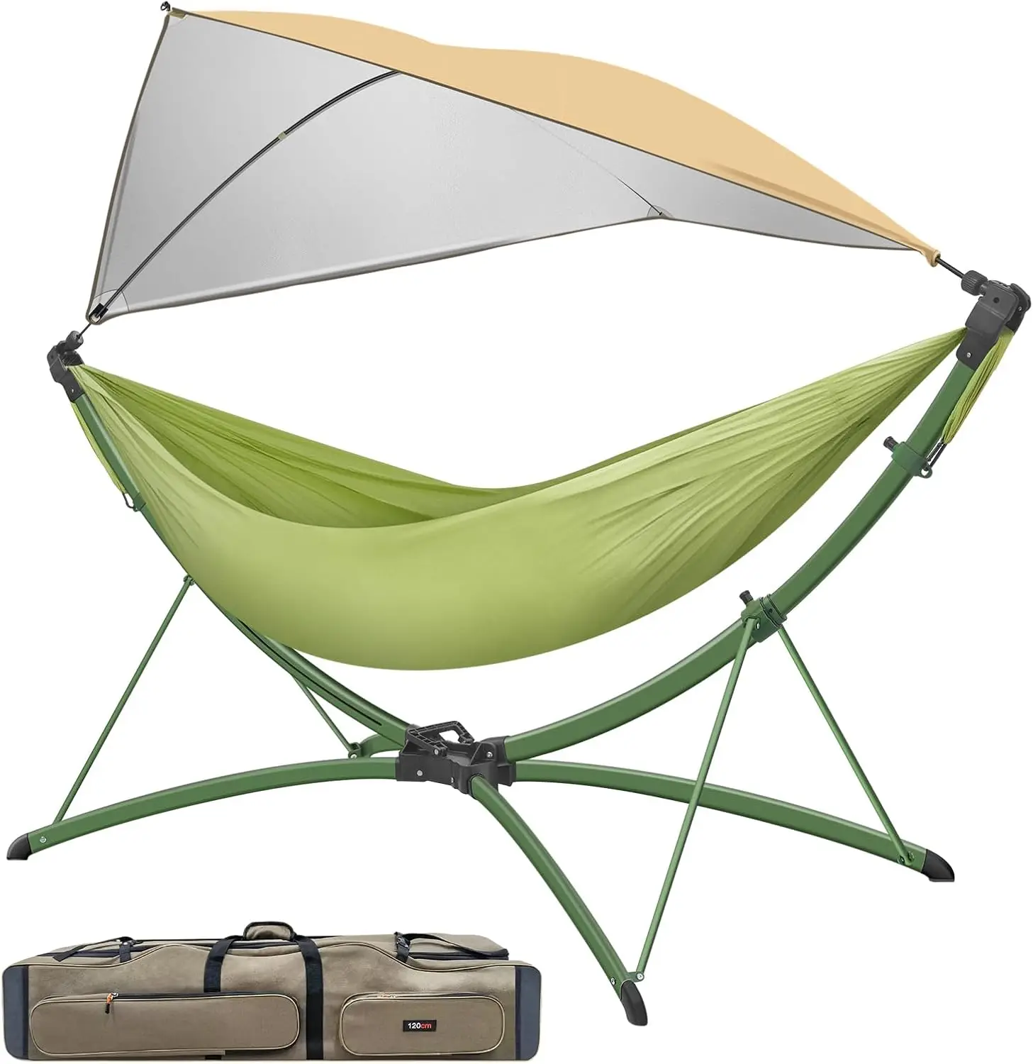 Portable Hammock With Stand, Sunshade & Bag. Heavy-duty Chair For Adult/child. Ideal For Camping, Garden, Beach.