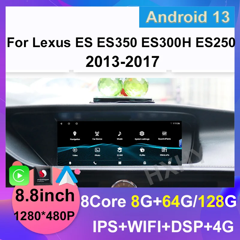 Android 13 Qualcomm 8+128G Auto Carplay For Lexus ES ES200 ES300H ES250 ES350 Car Dvd Player Navigation Multimedia Stereo