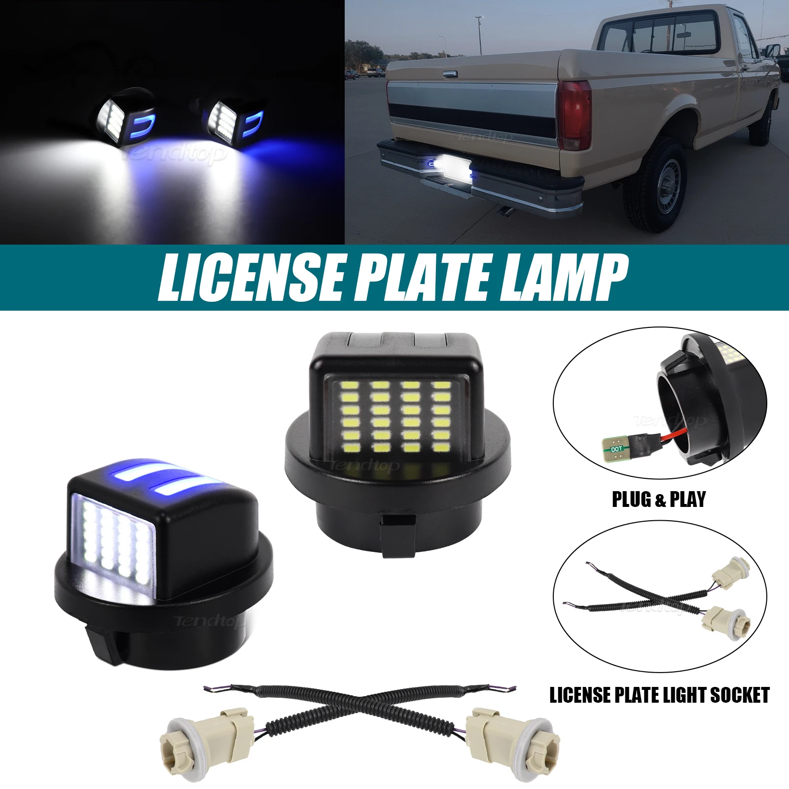 2Pcs LED License Plate Light Rear Number Lamp Canbus For Ford F150 F250 F350 Super Duty Ranger Pickup Truck Explorer Red White
