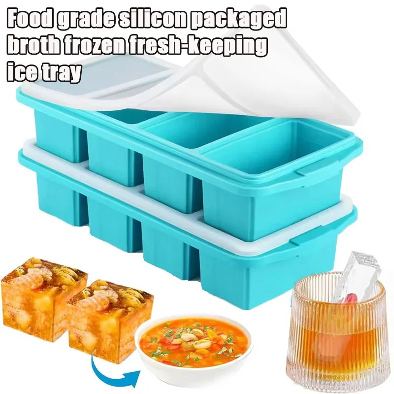 1PC Extra Large Silicone Ice Cube Tray for Broth Freezing Food Grade Portion Control Container for Hot Pot Soup Base