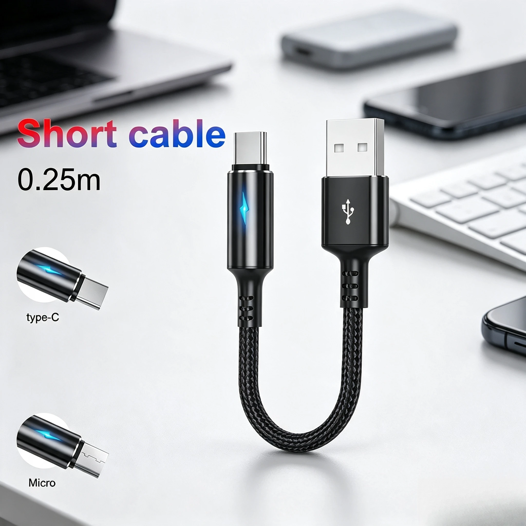5A USB to Type C Fast Charging Cable USB Quick Charge Data Sync Charger Cord For Samsung Xiaomi Huawei Oneplus 0.25/1.2/2m Cable