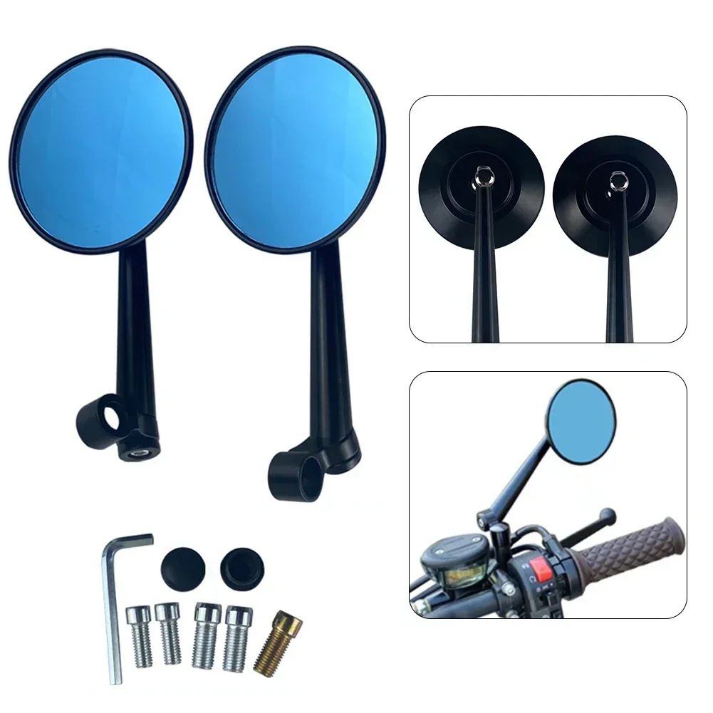 

2Pcs Car Rear view Mirror Aluminum Alloy Rear View Mirror Motorcycle Parts Replacement Round Rearview Mirror Accessories