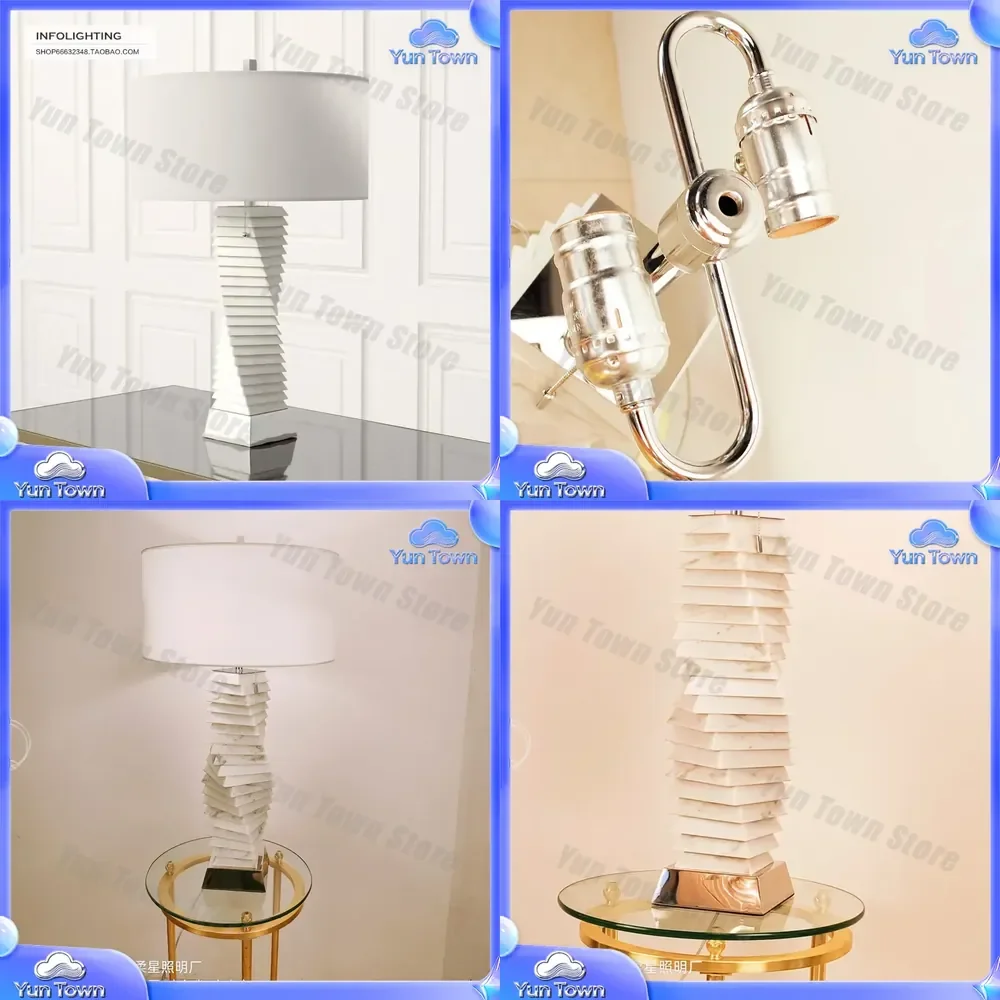 for American modern marble table lamp for living room bedroom hotel decorative lamp 2025 new simple imported lighting fixture