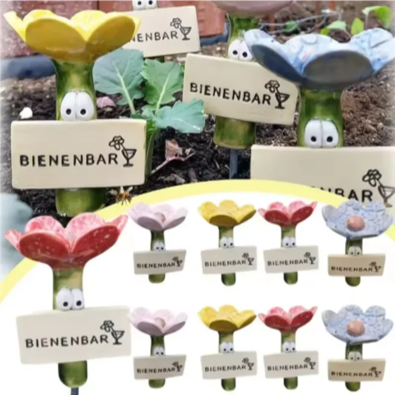 

Bees Insect Drinking Cup Bee Drinking Fountain Cup Flower Shape Bees Water Feeder Dispenser Garden Feeding Drinker Decor