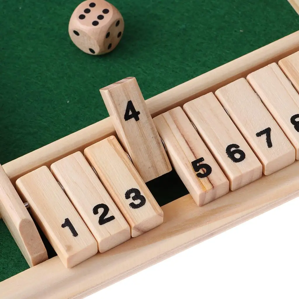 Wood 4-Sided 1-10 Numbers Shut The Board Game Fun Toy Table Games