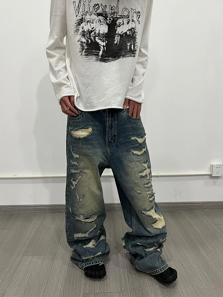 

Viiexplore Loose Fit Jeans Men's Women's Distred Waed Straight Leg Bell Bot Casual Youthful Sle Four Seasons