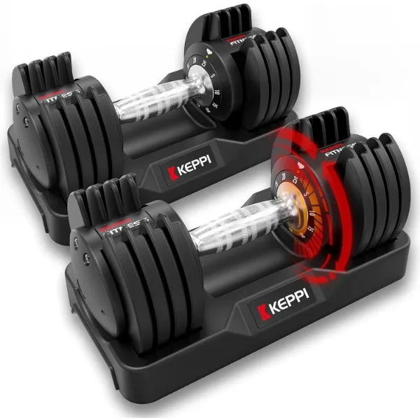 

Keppi Adjustable Dumbbells Set-25lb Dumbbells with Anti-Slip Metal Handle for Exercise & Fitness Fast Adjust Weight