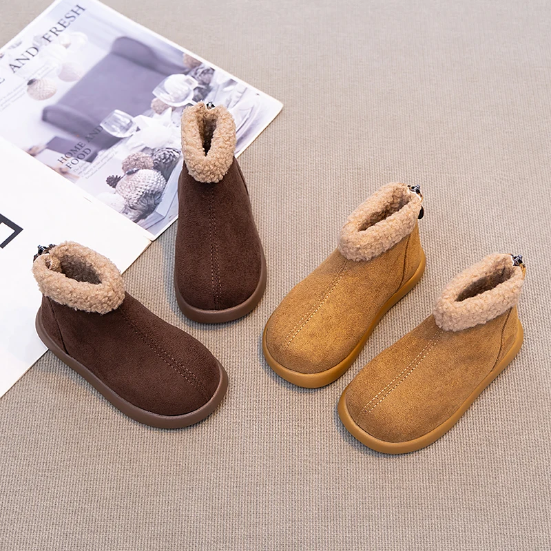 أحذية أطفال، أحذية ثلج مع صوف، أحذية شتوية جديدة، أحذية أطفال قصيرة، أحذية قطنية سميكة للأطفال، أحذية قطنية