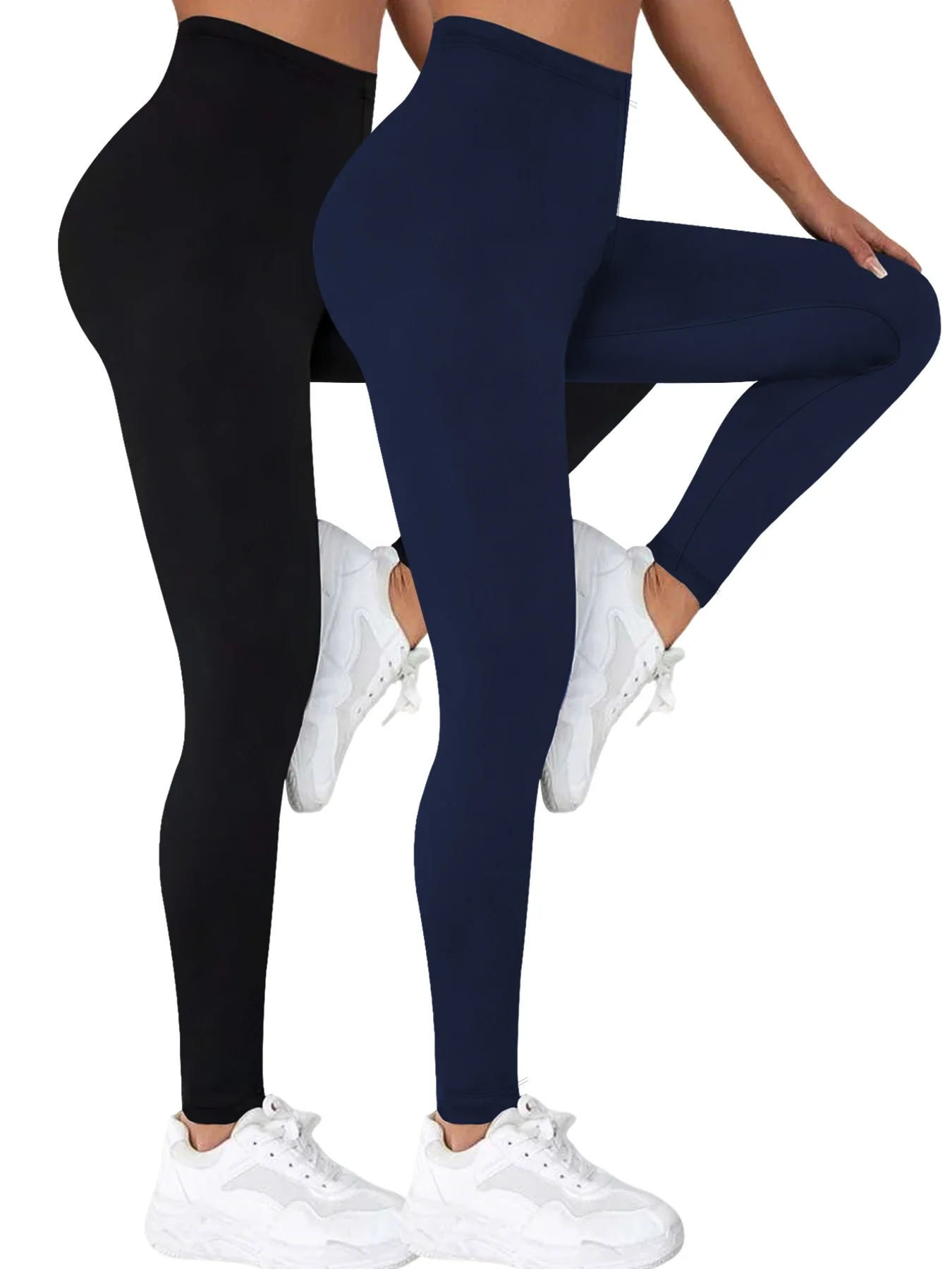 

2 Pack Women's Super Soft Leggings High Elasticity No See Through Workout Yoga Running Athletic Push Up Gym Fitness Leggings