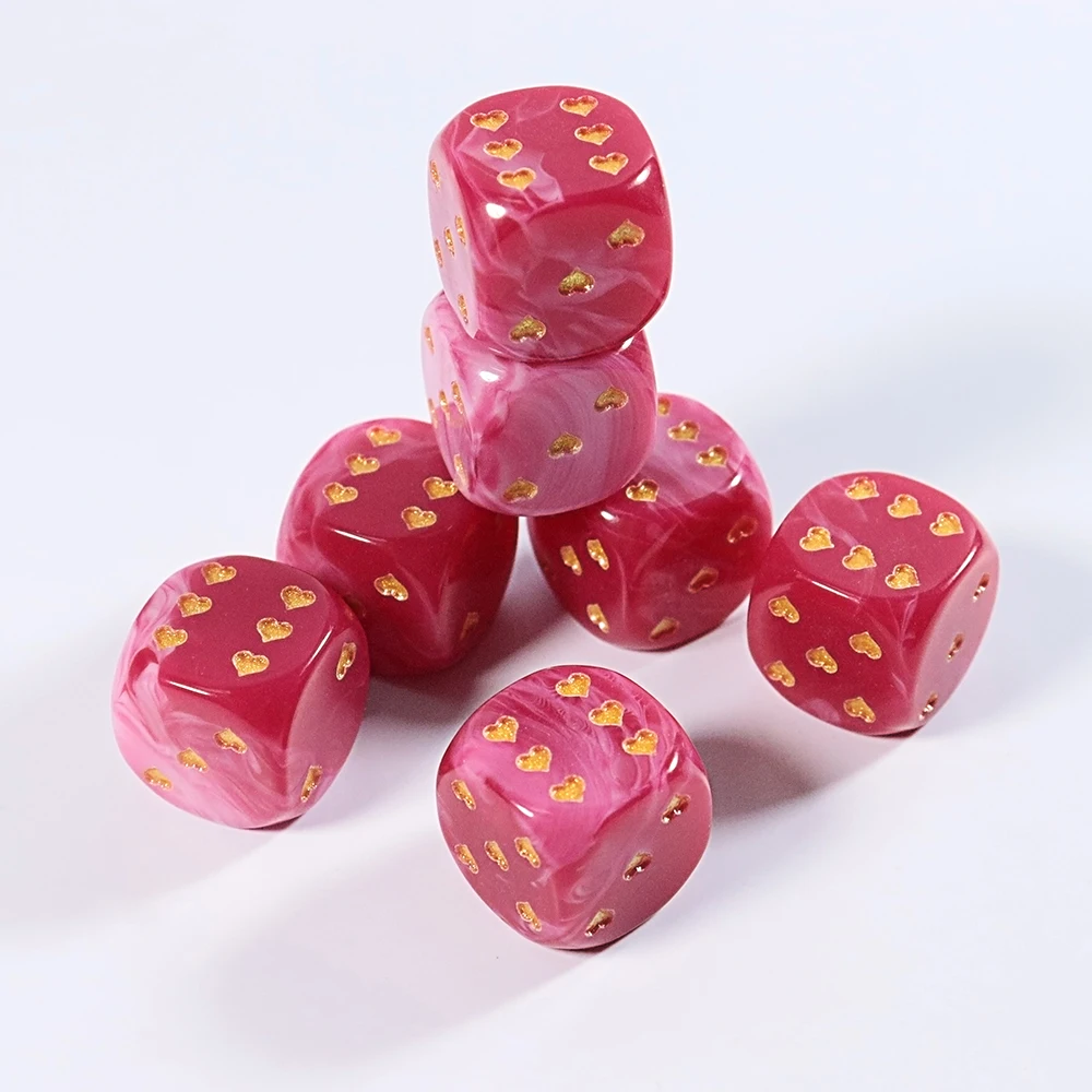 6Pcs D6 Heart Shaped Dice