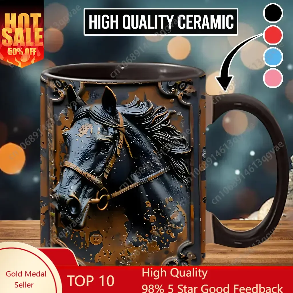 

2D Sublimation Print Badass Horse Coffee Mug Horse Race Ceramic Mug Gift - hos6815