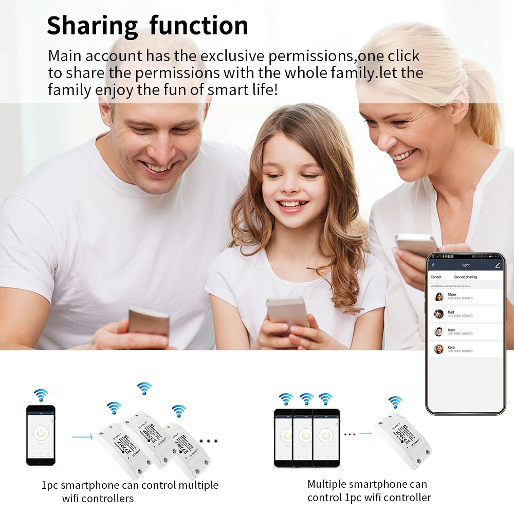 WGHINE CozyLife WiFi Smart Switch 10A Circuit Breaker Module Wireless Timed Light Switches Support Alexa Siri Google Alice
