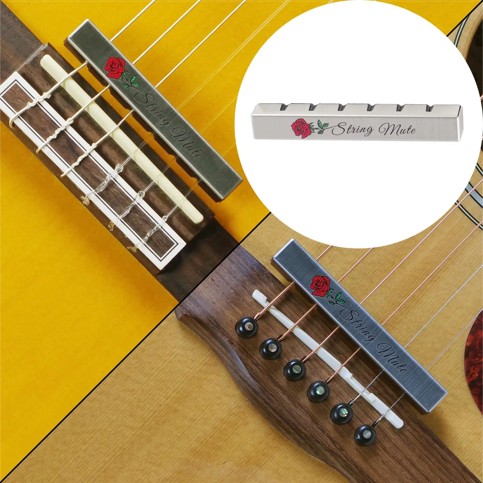 Silent Guitar Mute Damper Strap Muter Noise Reducer Fretboard Cushion for Acoustic Electric Classical Guitar