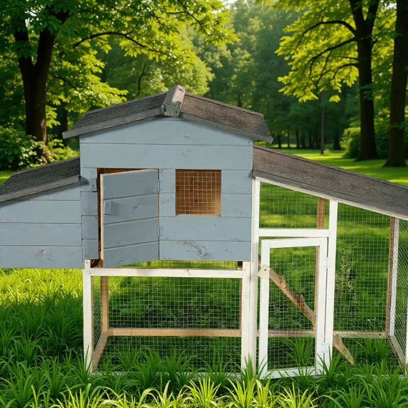 Large Outdoor Chicken Coop Weatherproof Wooden Hen House with Nesting Box for Backyard Farm Poultry Shelter