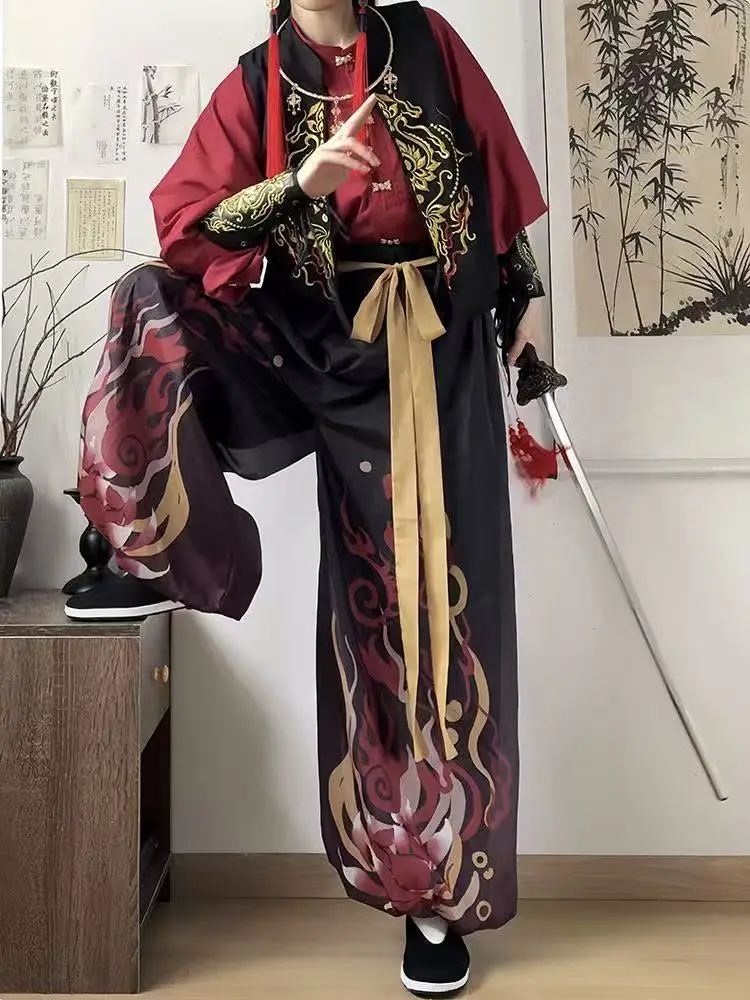 

Традиционный сказочный костюм Naughty Boys Hanfu унисекс, костюм с принтом древних историй, стильная одежда для косплея Nezha Fairy на Хэллоуин